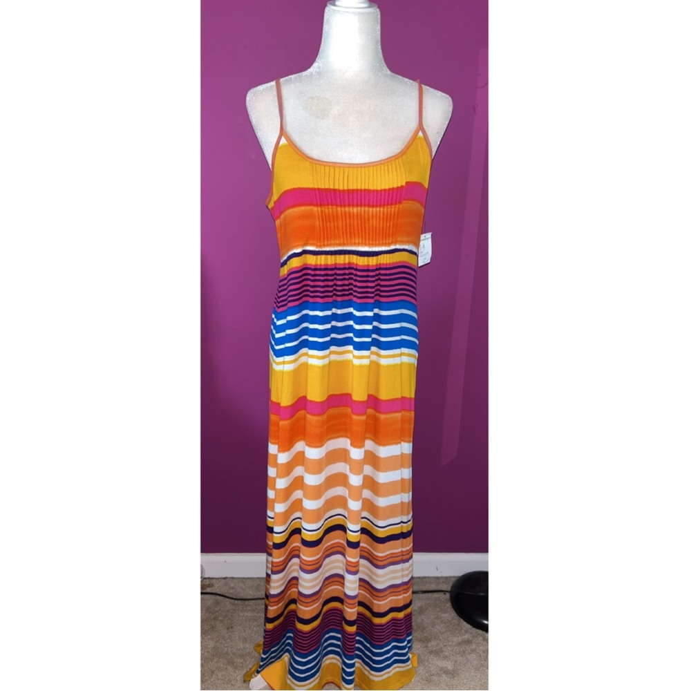 NWT Roz Ali/ Dressbarn Colorful Striped Maxi Dress - Picture 5 of 5